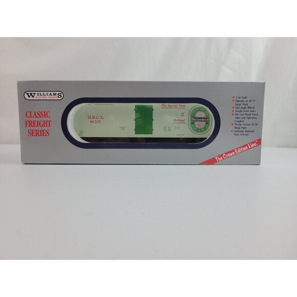 WILLIAMS ELECTRIC TRAINS CLASSIC FREIGHT CAR #72 HEINEKEN BEER REEFER #46205 - Picture 1 of 12